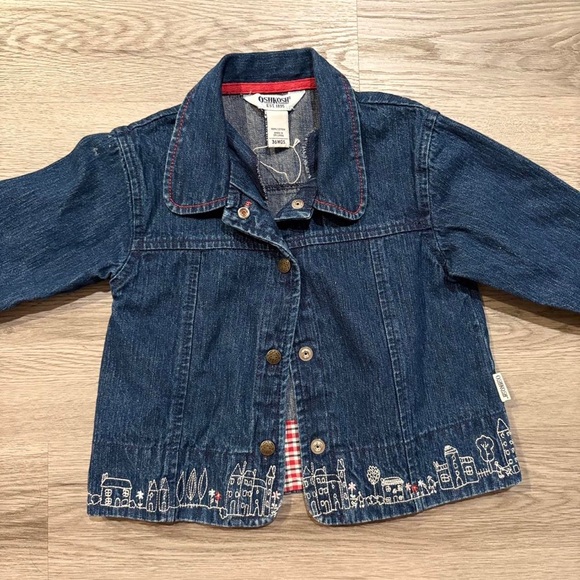 OshKosh B'gosh Blue Denim Jacket with Red Stitching - Picture 1 of 4